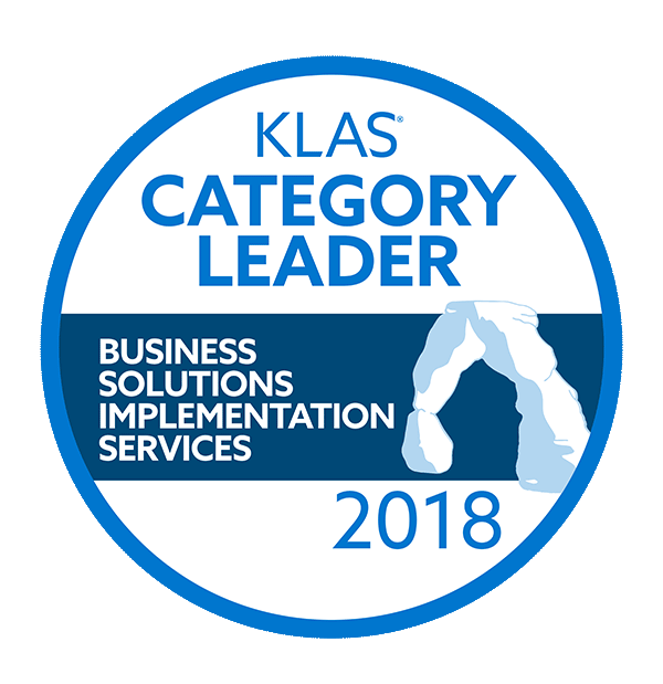 Best In KLAS 2018 Logo_Business Solutions Implementation KLAS Category Leader Business Solutions Implementation Services 2018