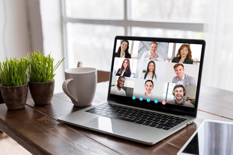 Happy Virtual Employees in Meeting