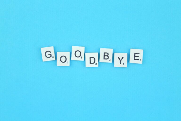Goodbye scrabble letters word on a blue background